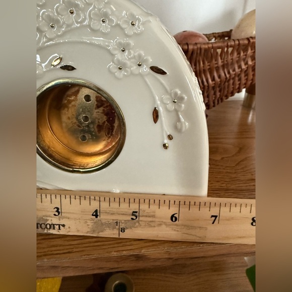 LENOX CHERRY BLOSSOM CLOCK, Timepiece Home Decorating 24 Karat Gold Desk Clock - Picture 6 of 8